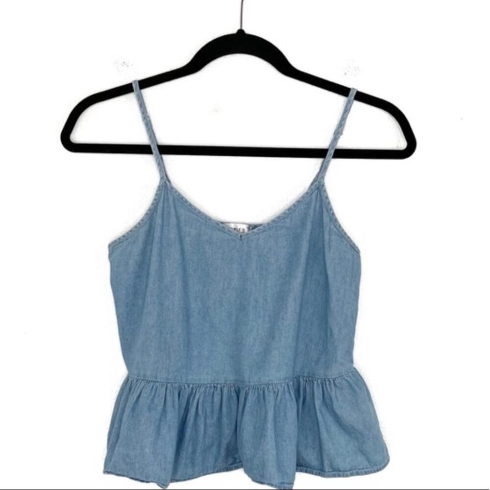 Noble U Denim Cropped Peplum Tank Top Small